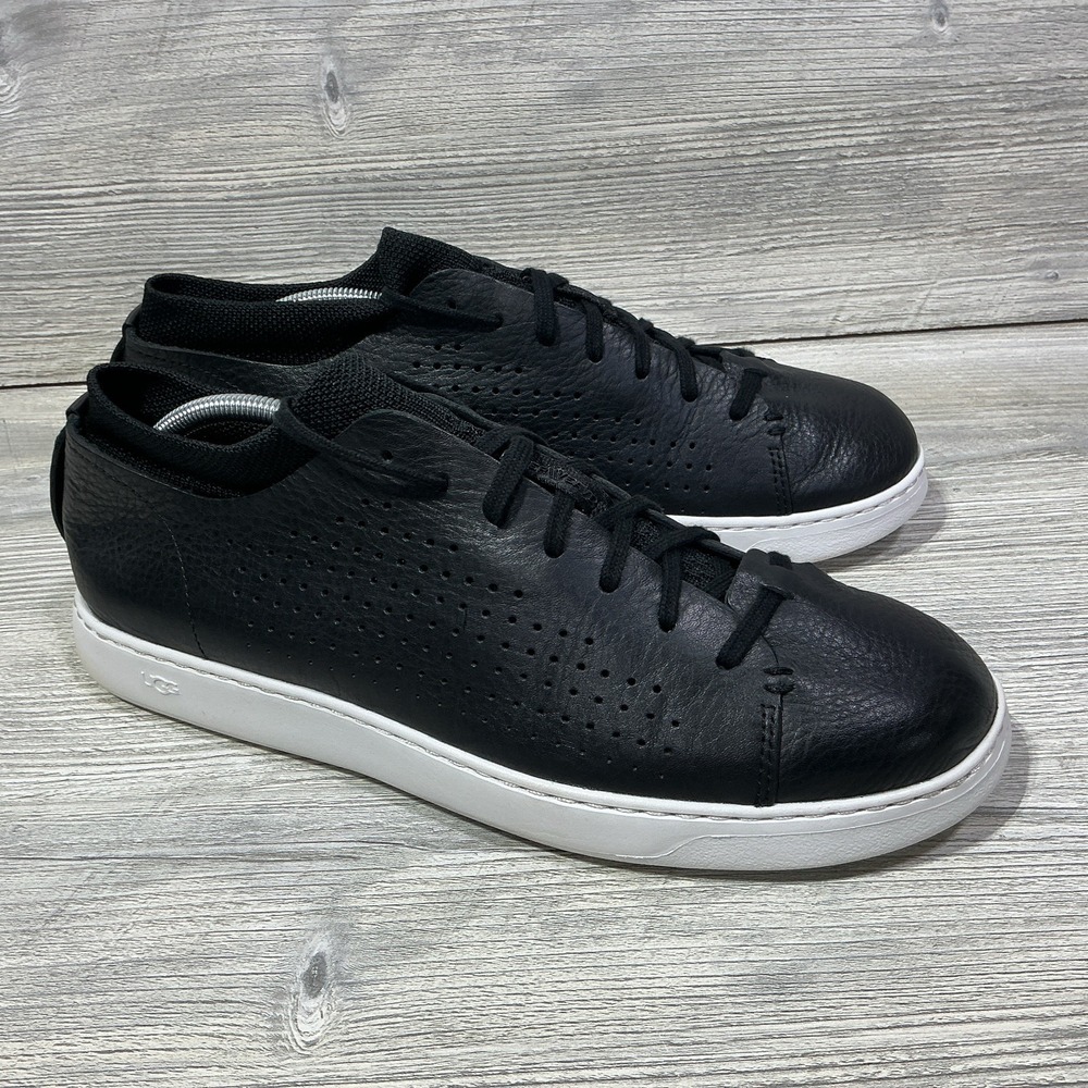 UGG Men's Energ Black Leather Pismo Perforated Sneakers Casual Shoes Size 12